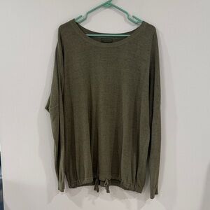 Barefoot Dreams womens olive green lounge slouchy soft Crewneck Sweater